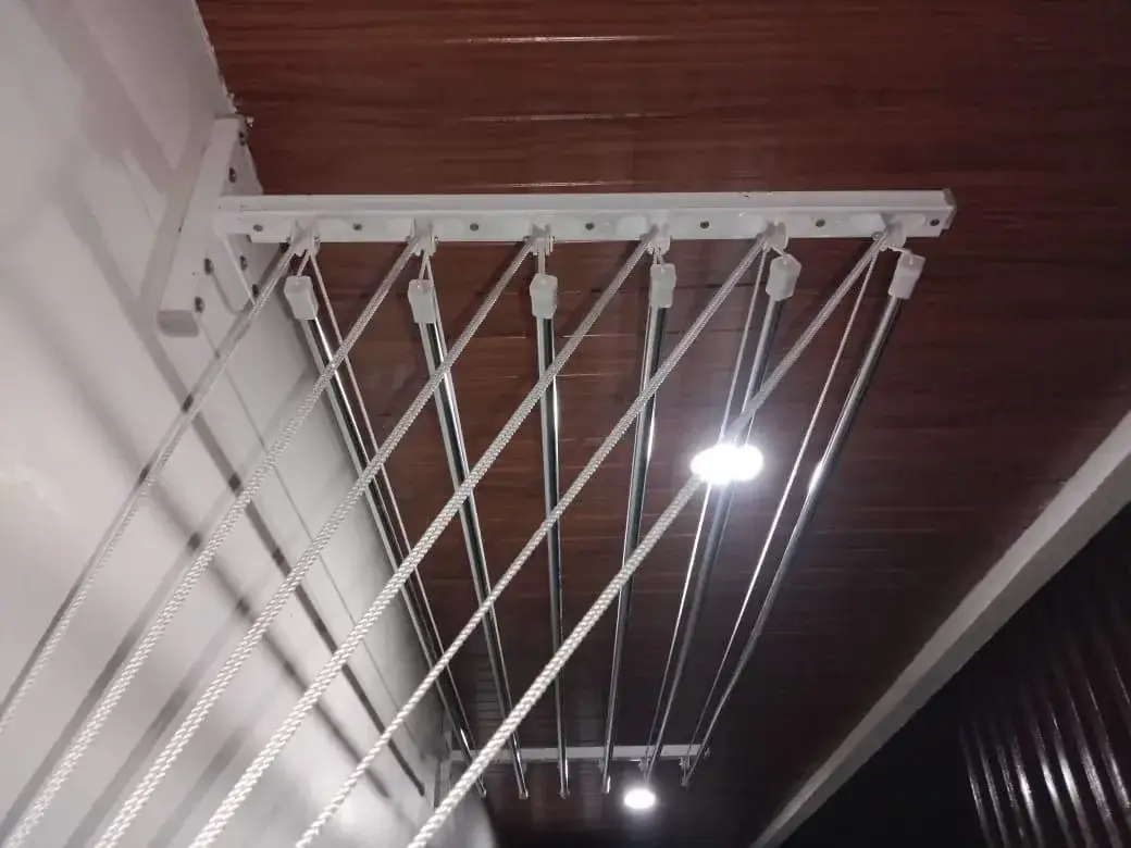 Completed cloth hanger installation, view 1