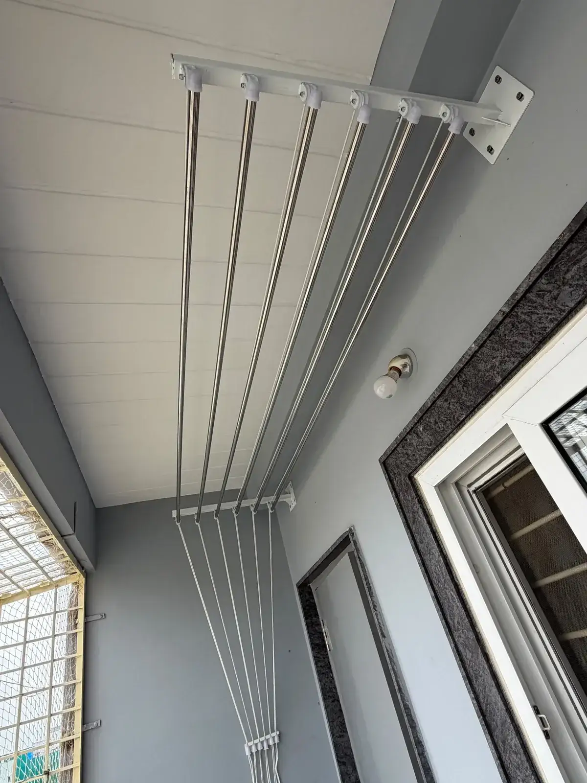 Completed cloth hanger installation, view 3