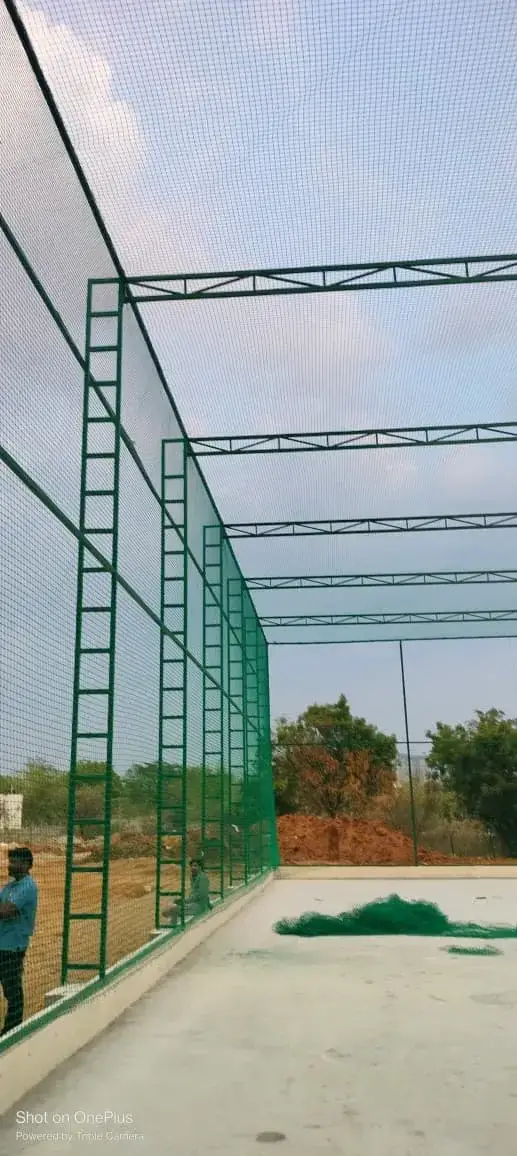 Completed cricket practice net installation, view 2