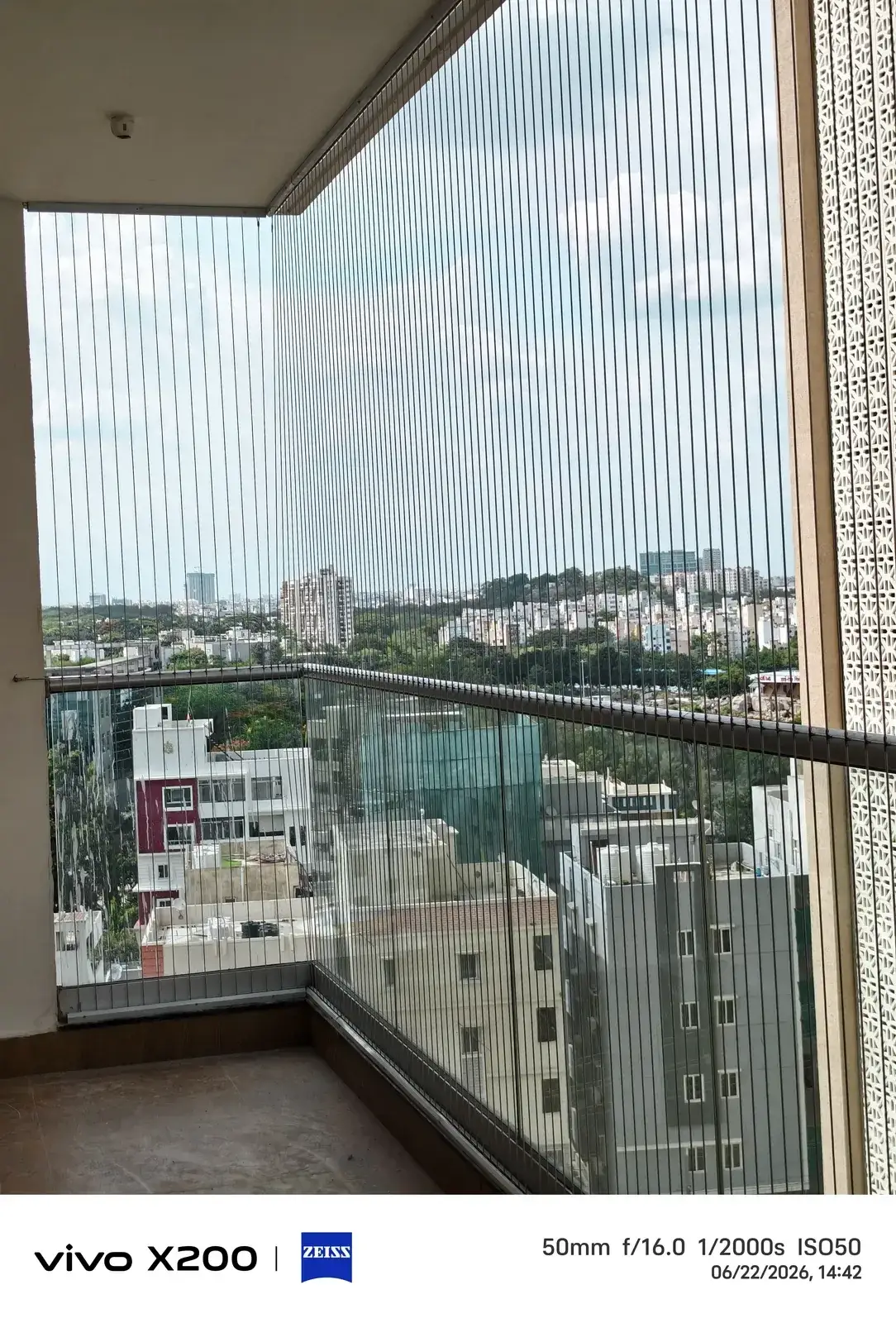 Balcony Invisible Grills installed by Dhanush Safety Nets